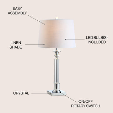 Dean 28" Crystal LED Table Lamp - JONATHAN Y